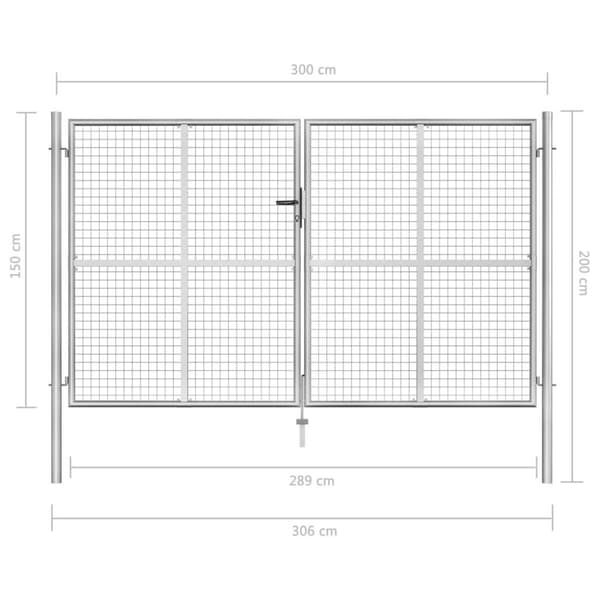 vidaXL Hageport galvanisert stål 306x200 cm sølv