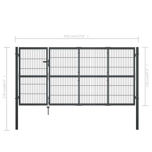 vidaXL Hageport med stolper stål 350x120 cm antrasitt