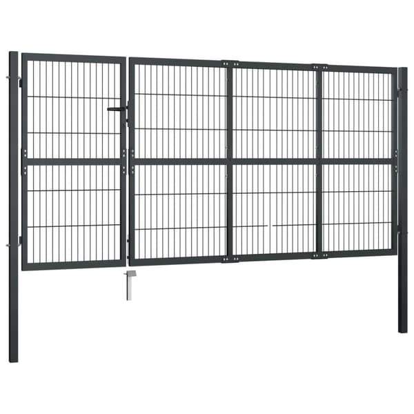 vidaXL Hageport med stolper stål 350x120 cm antrasitt