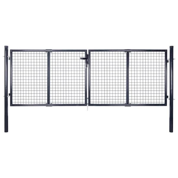 vidaXL Puutarhan verkkoportti galvanoitu teräs 289x75 cm harmaa