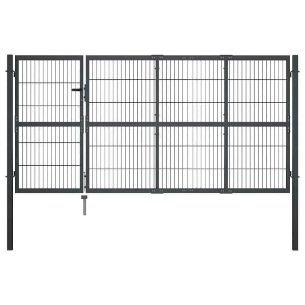 vidaXL Puutarhaportti tolpilla teräs 350x120 cm antrasiitti