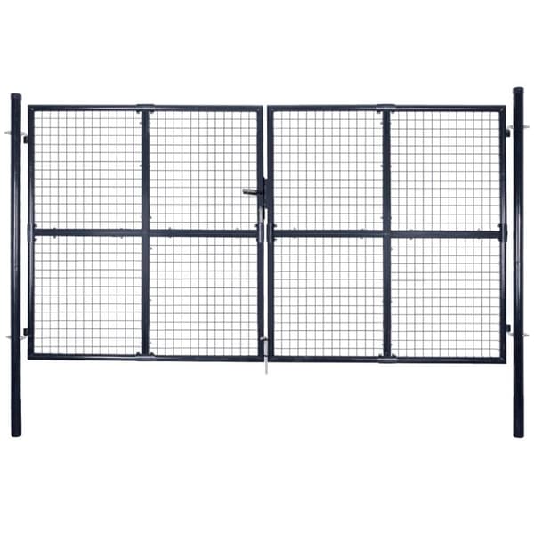 vidaXL Hageport netting galvanisert stål 289x175 cm grå