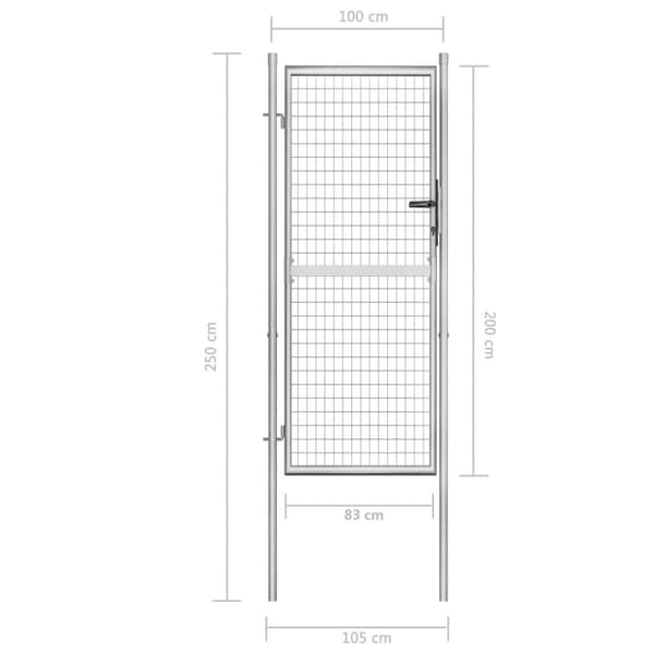 vidaXL Hageport galvanisert stål 105x250 cm sølv