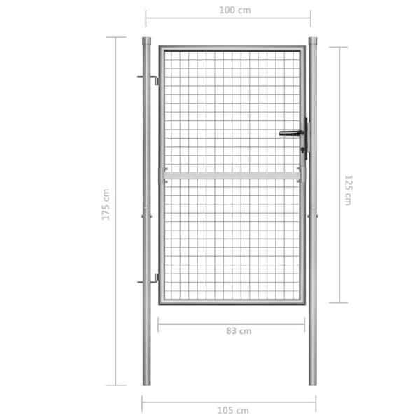 vidaXL havelåge galvaniseret stål 105x175 cm sølvfarvet