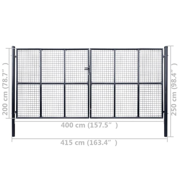 vidaXL havelåge i trådnet galvaniseret stål 400 x 200 cm grå