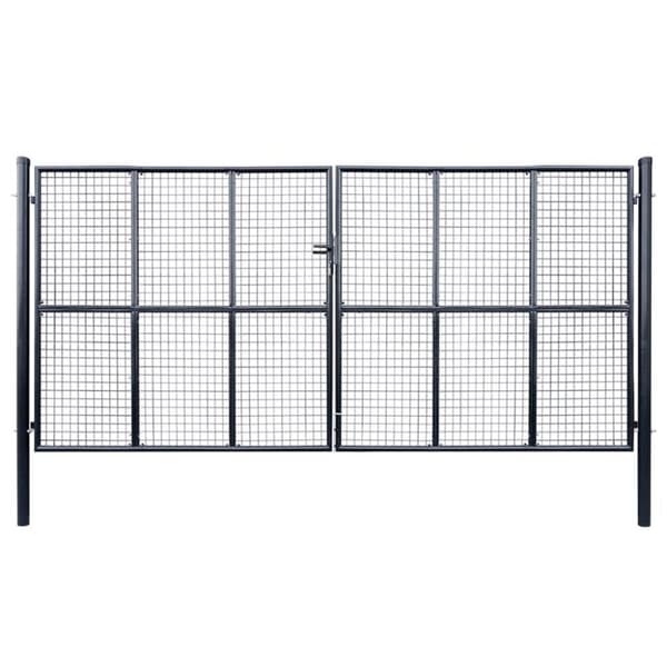 vidaXL Puutarhaportti galvanoitu teräsverkko 400x175 cm harmaa