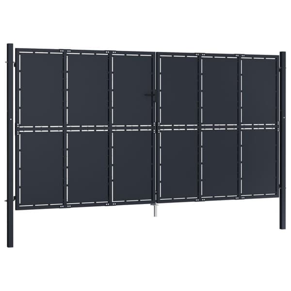 vidaXL Puutarhaportti teräs 400x175 cm antrasiitti