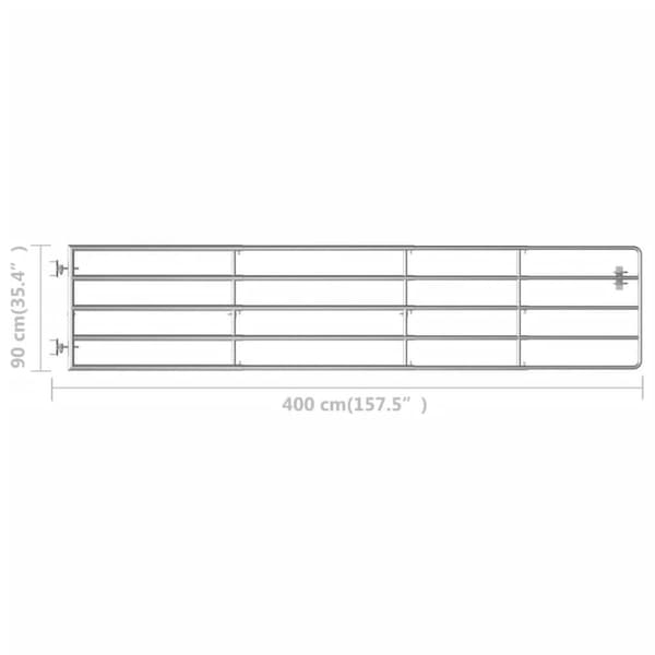vidaXL 5-tankoinen peltoportti teräs (150-400)x90 cm hopea