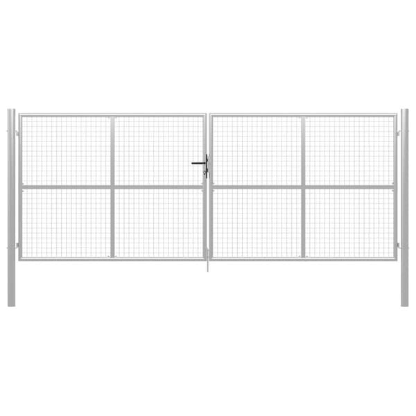 vidaXL Puutarhaportti galvanoitu teräs 415x200 cm hopea
