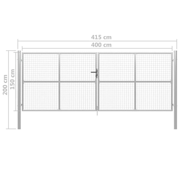vidaXL Hageport galvanisert stål 415x200 cm sølv
