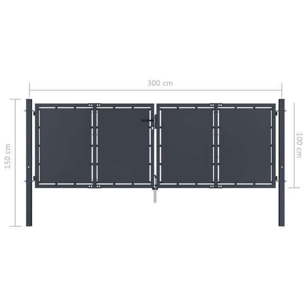 vidaXL Hageport stål 300x100 cm antrasitt