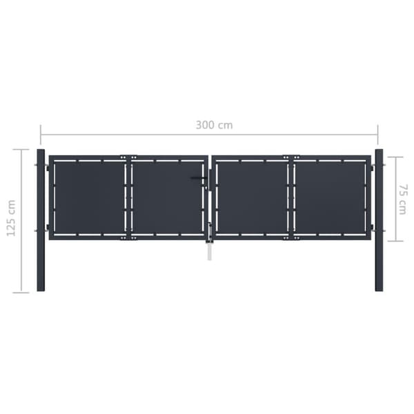 vidaXL Hageport stål 300x75 cm antrasitt