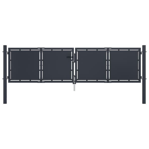 vidaXL Puutarhaportti teräs 300x75 cm antrasiitti