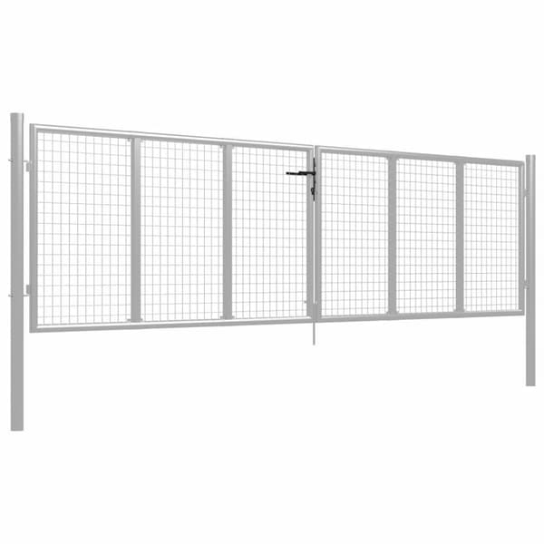 vidaXL Puutarhaportti galvanoitu teräs 415x150 cm hopea