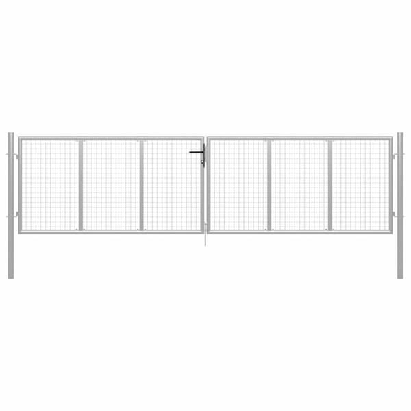 vidaXL Puutarhaportti galvanoitu teräs 415x150 cm hopea