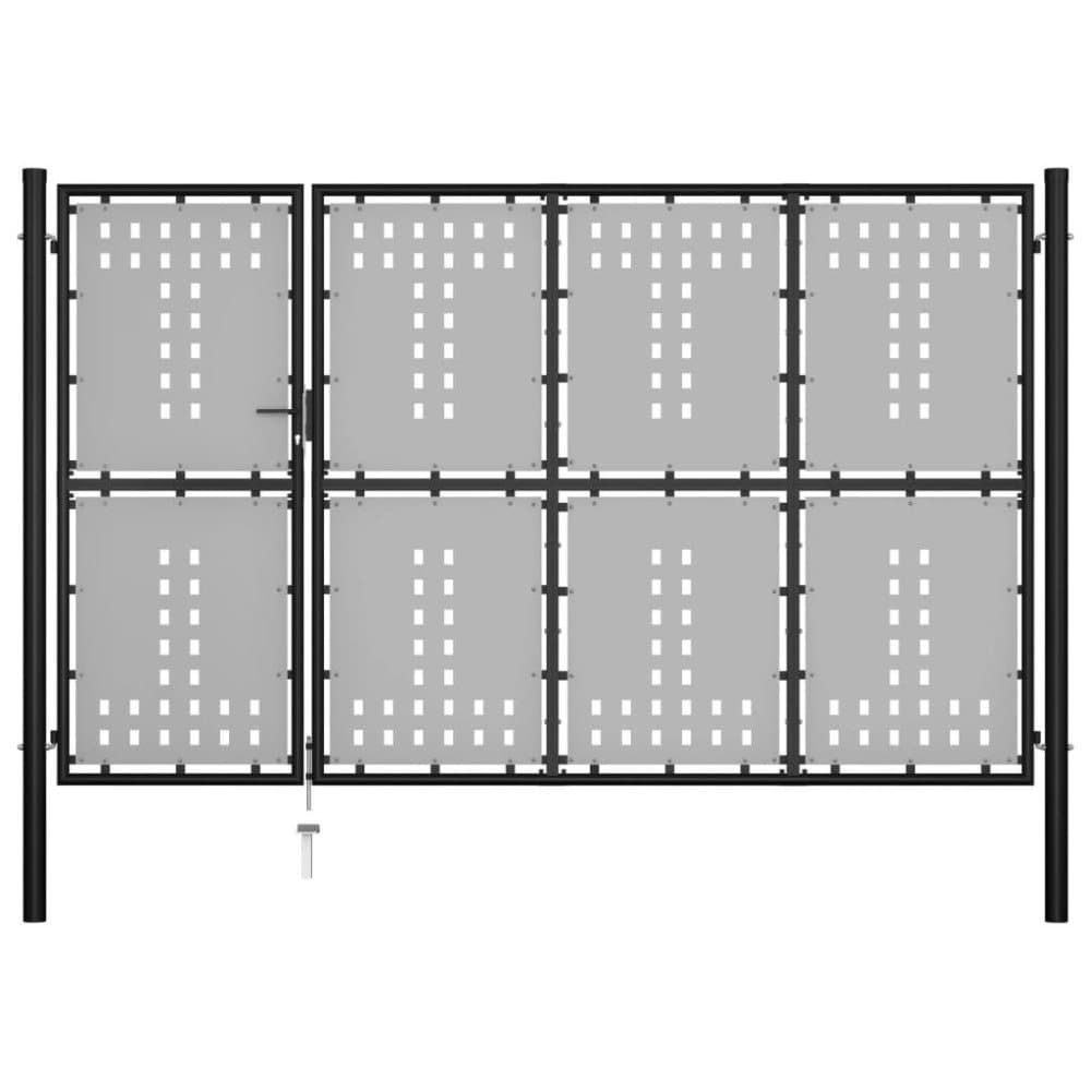 vidaXL Puutarhaportti teräs 350x200 cm musta