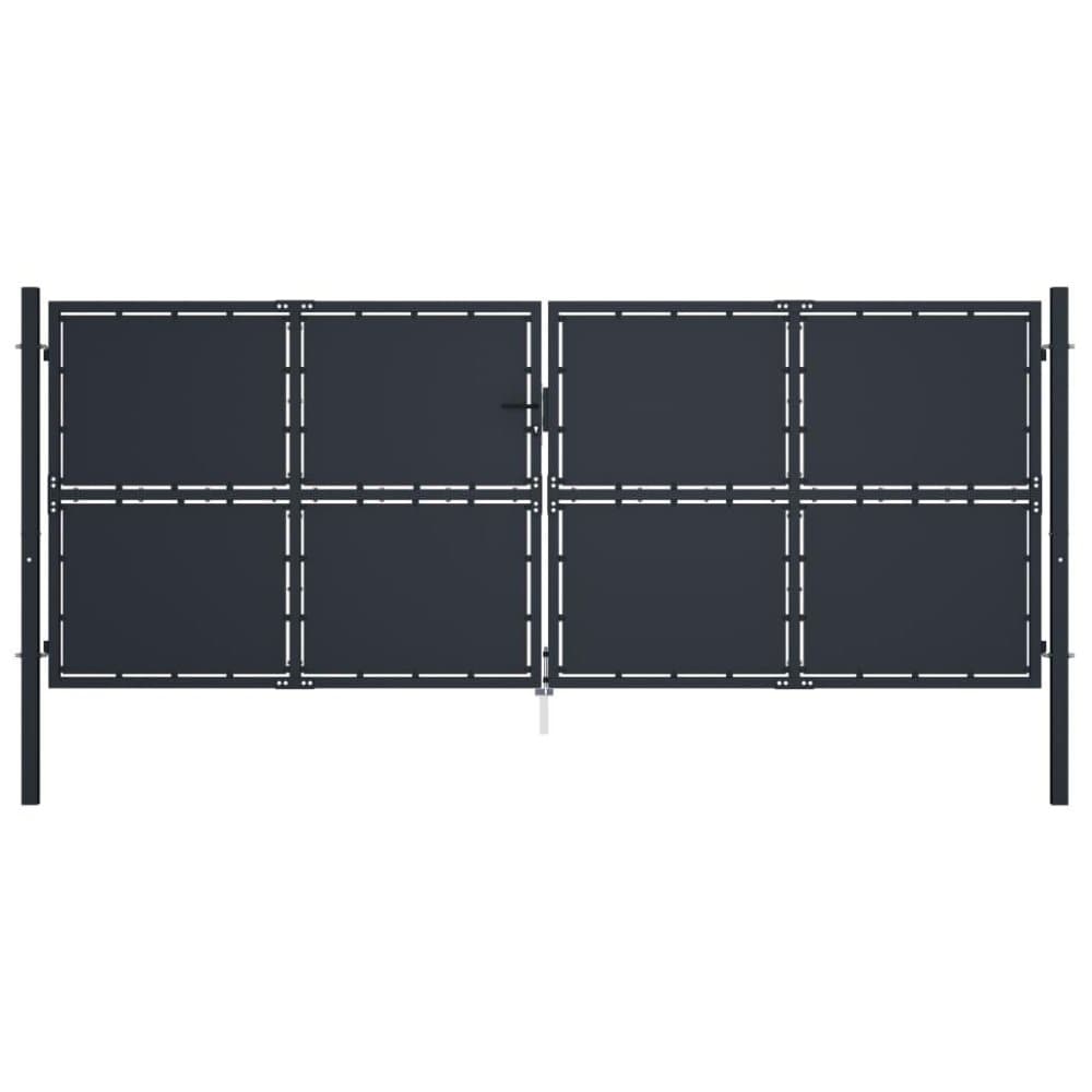 vidaXL Puutarhaportti teräs 400x150 cm antrasiitti