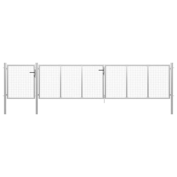 vidaXL Puutarhaportti teräs 500x100 cm hopea