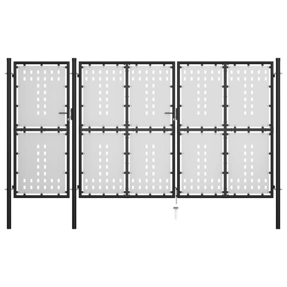 vidaXL Puutarhaportti teräs 400x200 cm musta