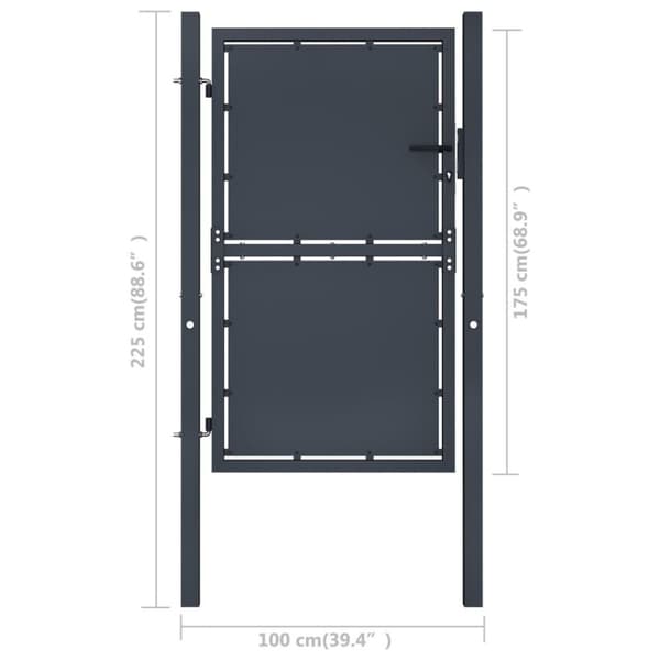 vidaXL Hageport stål 100x175 cm antrasitt