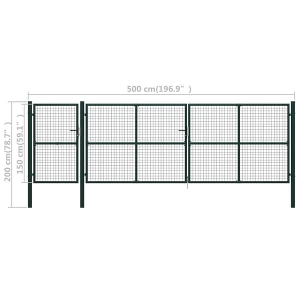 vidaXL Hageport stål 500x150 cm grønn