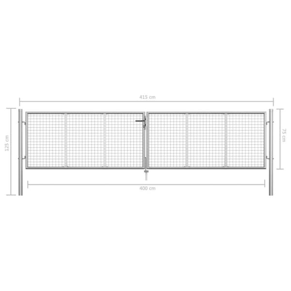 vidaXL Hageport galvanisert stål 415x125 cm sølv