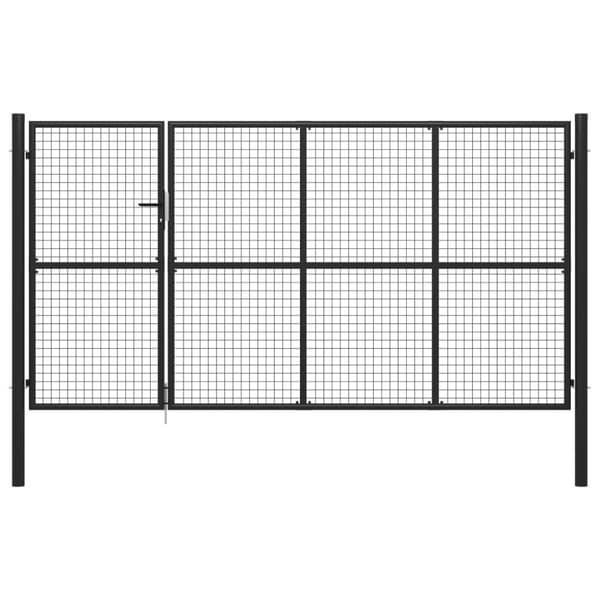 vidaXL Puutarhaportti teräs 350x150 cm antrasiitti