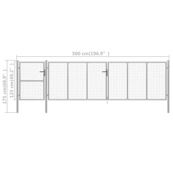 vidaXL havelåge 500 x 125 cm stål sølvfarvet