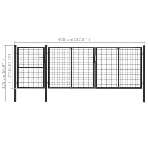 vidaXL havelåge 400 x 125 cm stål antracitgrå