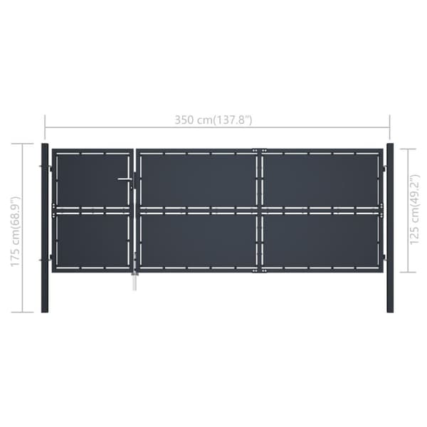 vidaXL Hageport stål 350x125 cm antrasitt