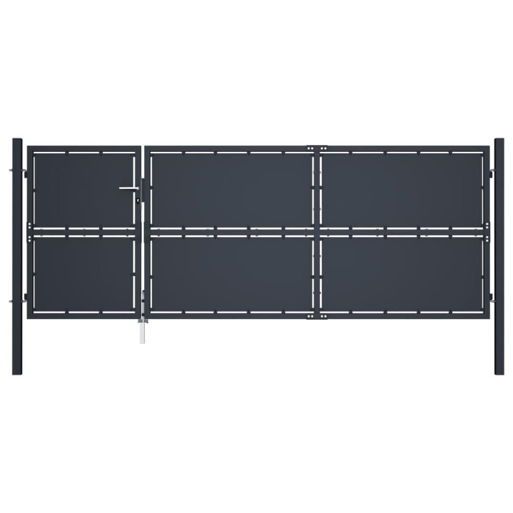 vidaXL Trädgårdsgrind stål 350x125 cm antracit