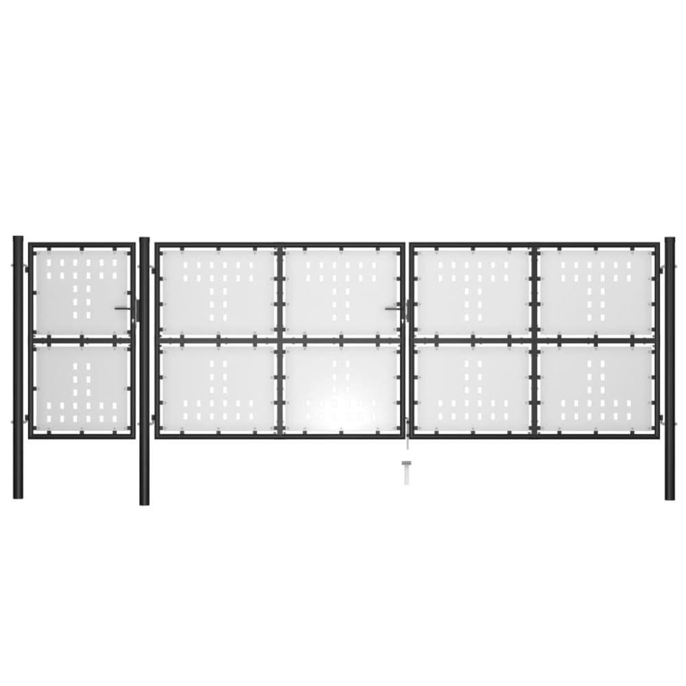 vidaXL Puutarhaportti teräs 500x150 cm musta