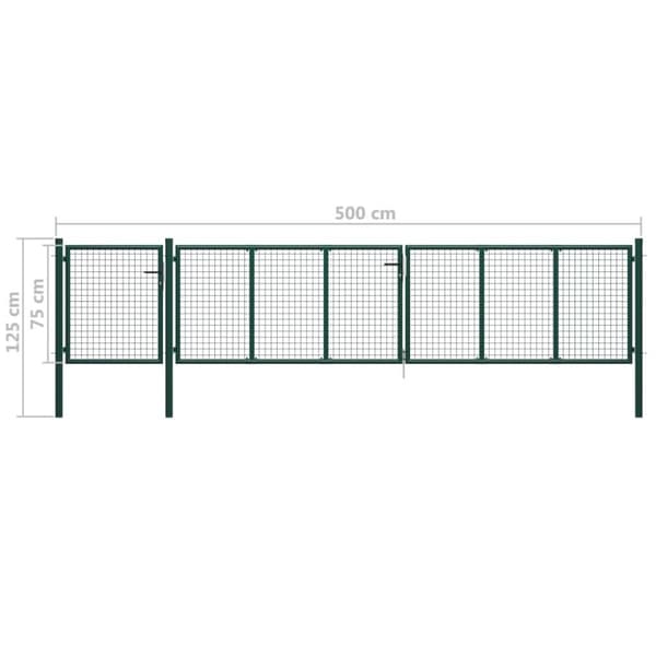 vidaXL Hageport stål 500x75 cm grønn