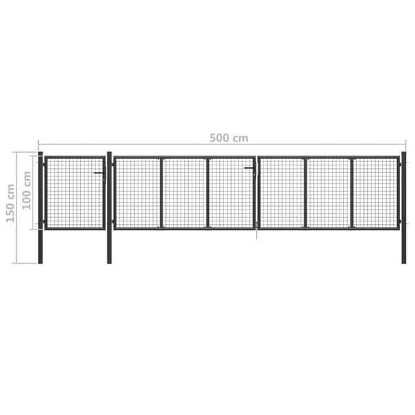 vidaXL Trädgårdsgrind stål 500x100 cm antracit
