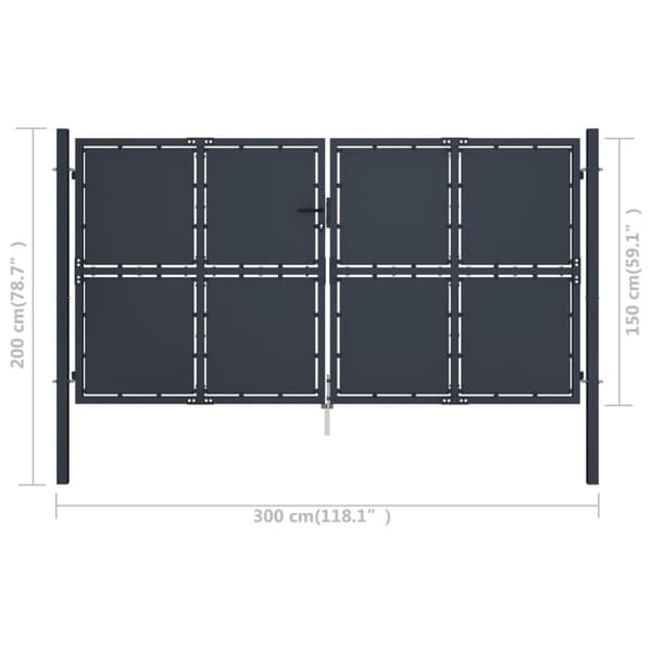 vidaXL Hageport stål 300x150 cm antrasitt