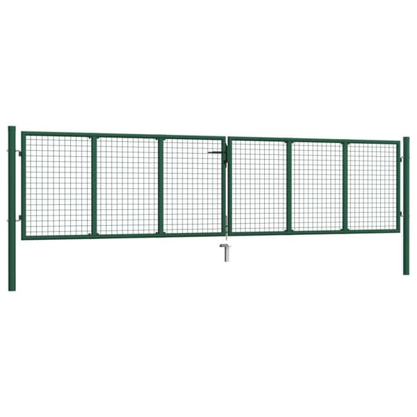 vidaXL Puutarhan verkkoportti teräs 390x100 cm vihreä