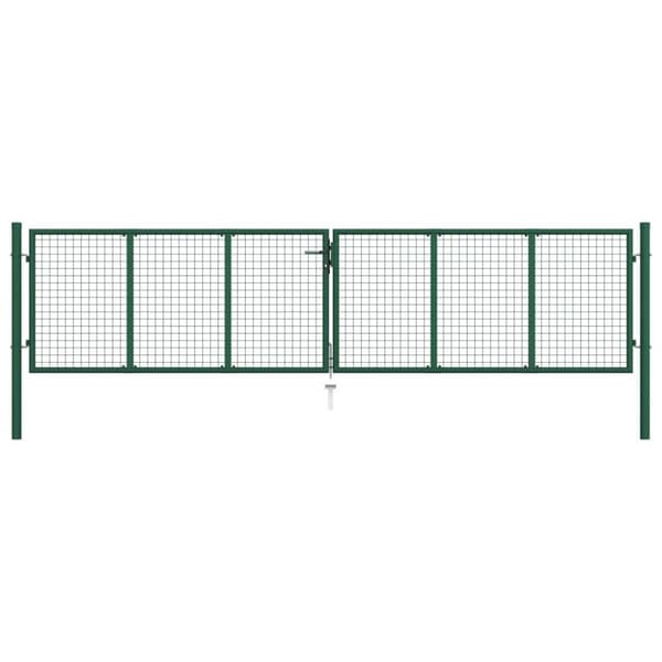 vidaXL Puutarhan verkkoportti teräs 390x100 cm vihreä
