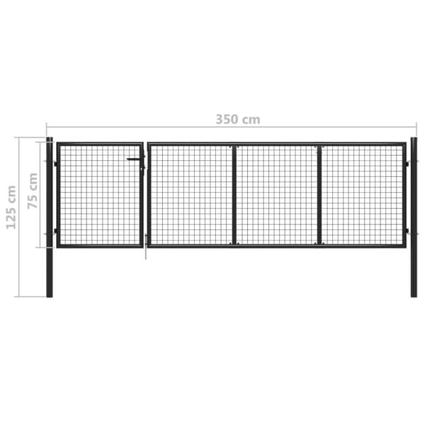 vidaXL Hageport stål 350x75 cm antrasitt