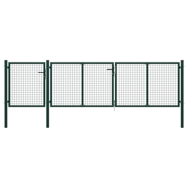 vidaXL Puutarhaportti teräs 400x100 cm vihreä