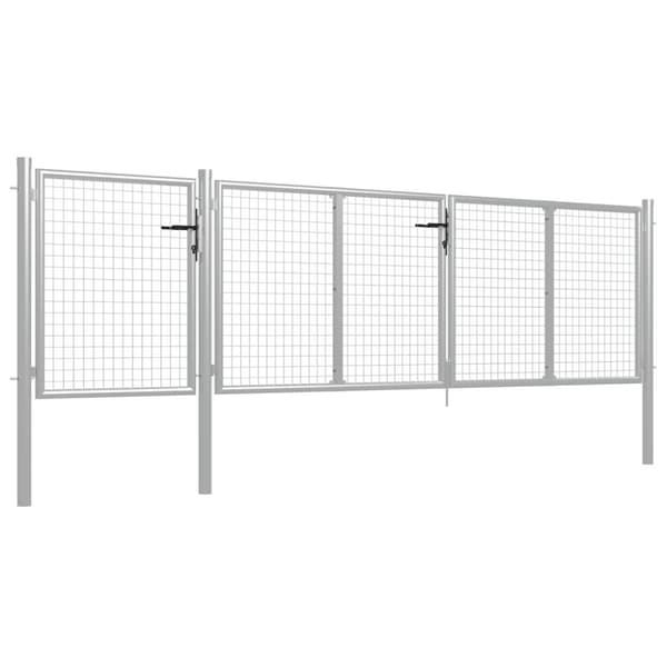 vidaXL Hageport stål 400x100 cm sølv