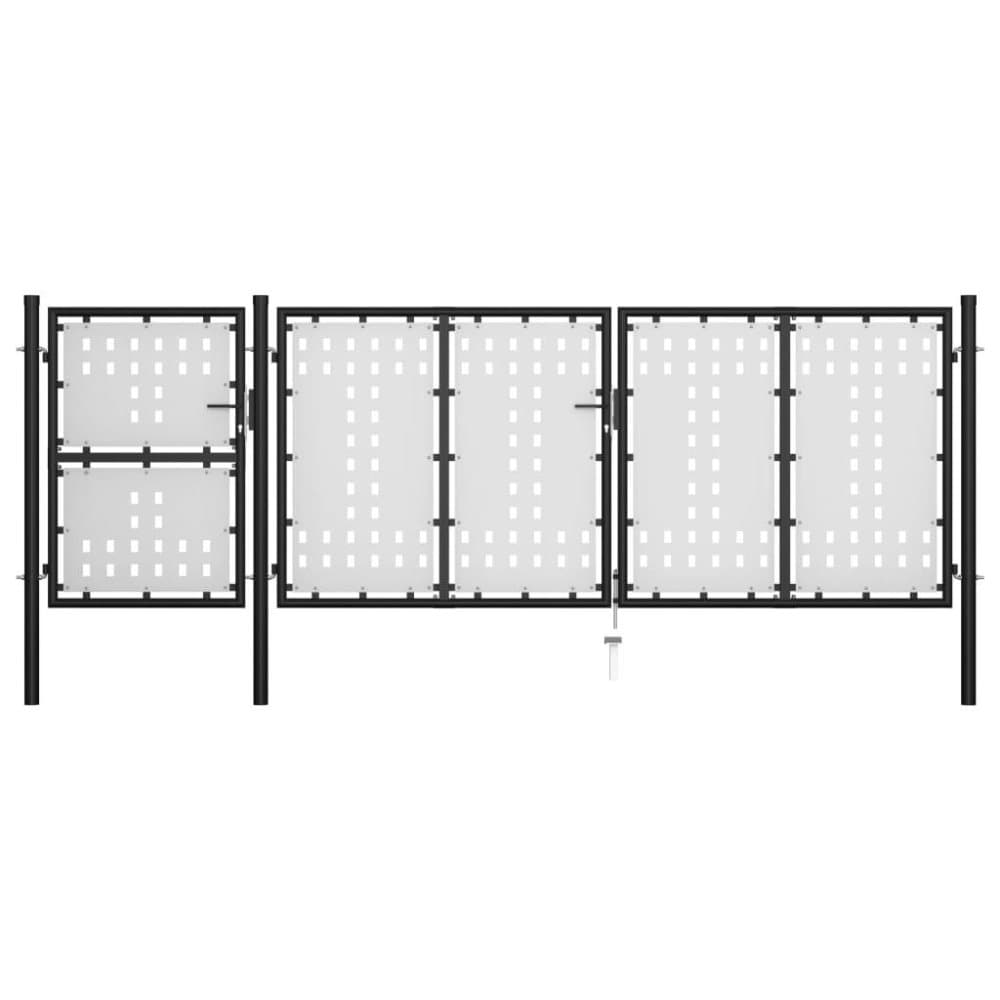 vidaXL Trädgårdsgrind stål 400x125 cm svart