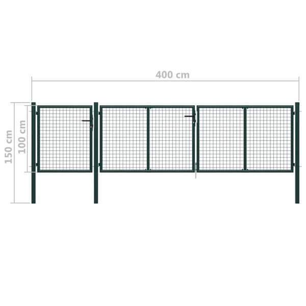 vidaXL Trädgårdsgrind stål 400x100 cm grön