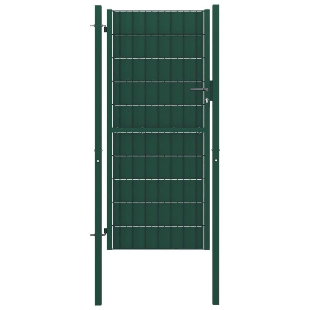 vidaXL Trädgårdsgrind PVC och stål 100x124 cm grön