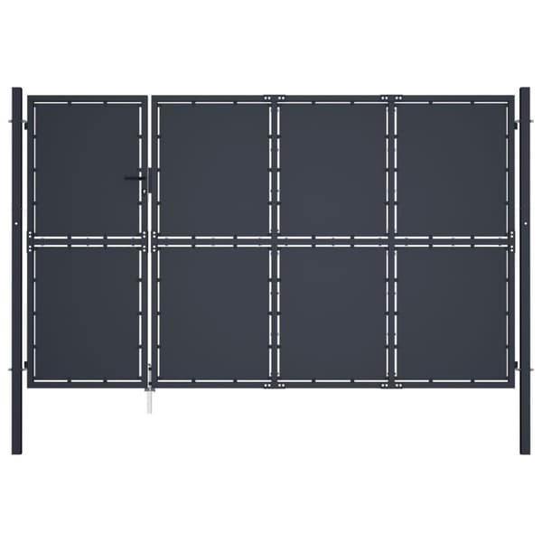 vidaXL Puutarhaportti teräs 350x150 cm antrasiitti