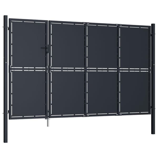 vidaXL Puutarhaportti teräs 350x175 cm antrasiitti