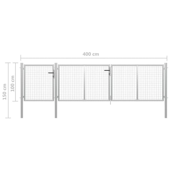 vidaXL havelåge 400 x 100 cm stål sølvfarvet
