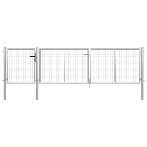vidaXL Puutarhaportti teräs 400x100 cm hopea