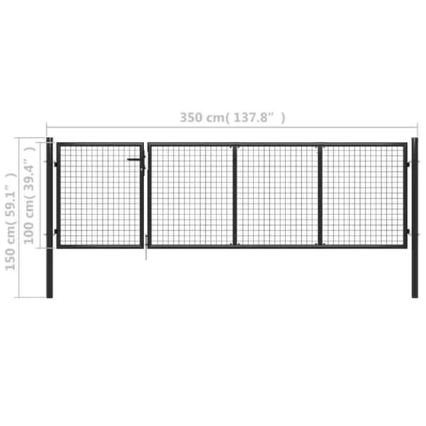 vidaXL havelåge 350 x 100 cm stål antracitgrå