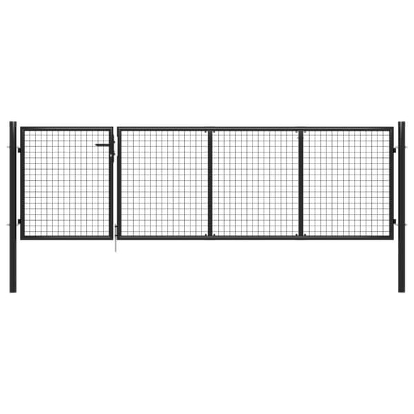 vidaXL Puutarhaportti teräs 350x100 cm antrasiitti