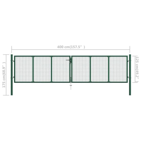 vidaXL Puutarhan verkkoportti teräs 390x125 cm vihreä